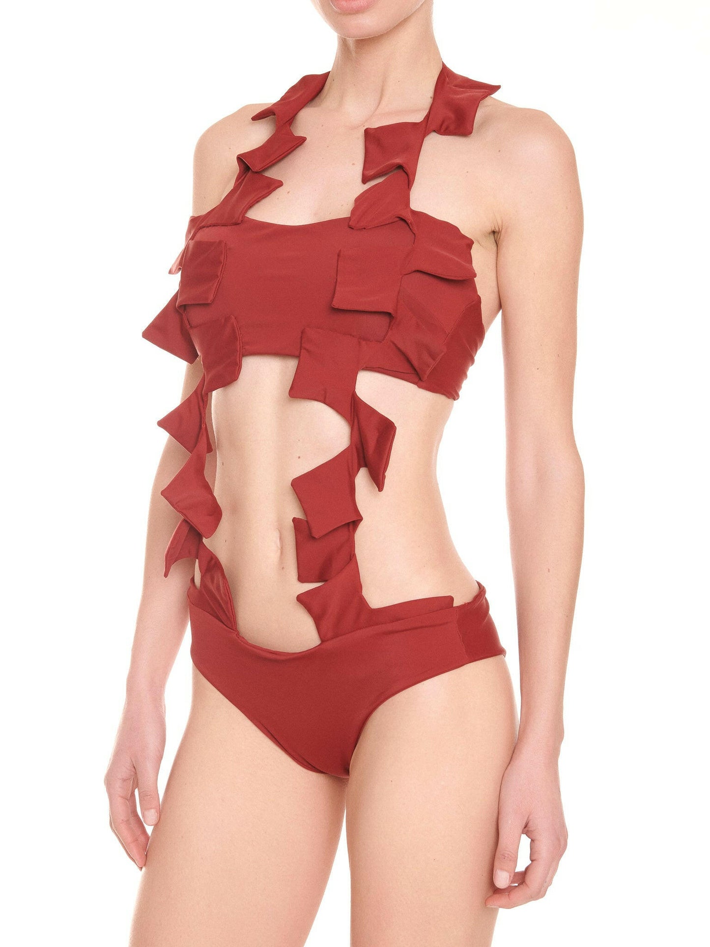 Salish Zag one-piece swimsuit, stylish design, fun zigzag pattern for beach wear - SEO optimized